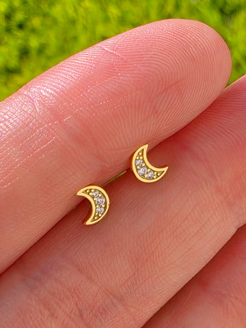 .925 sterling silver moon stud earrings