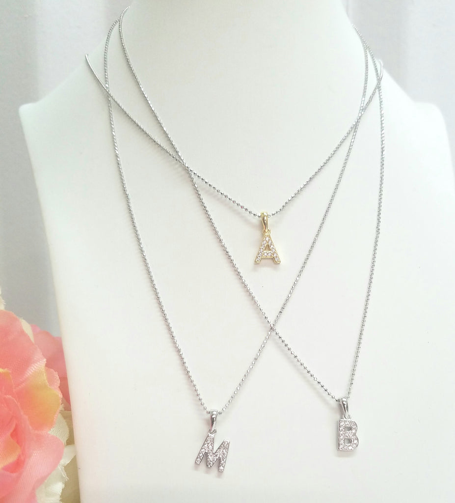 .925 Sterling silver zirconia letter pendant