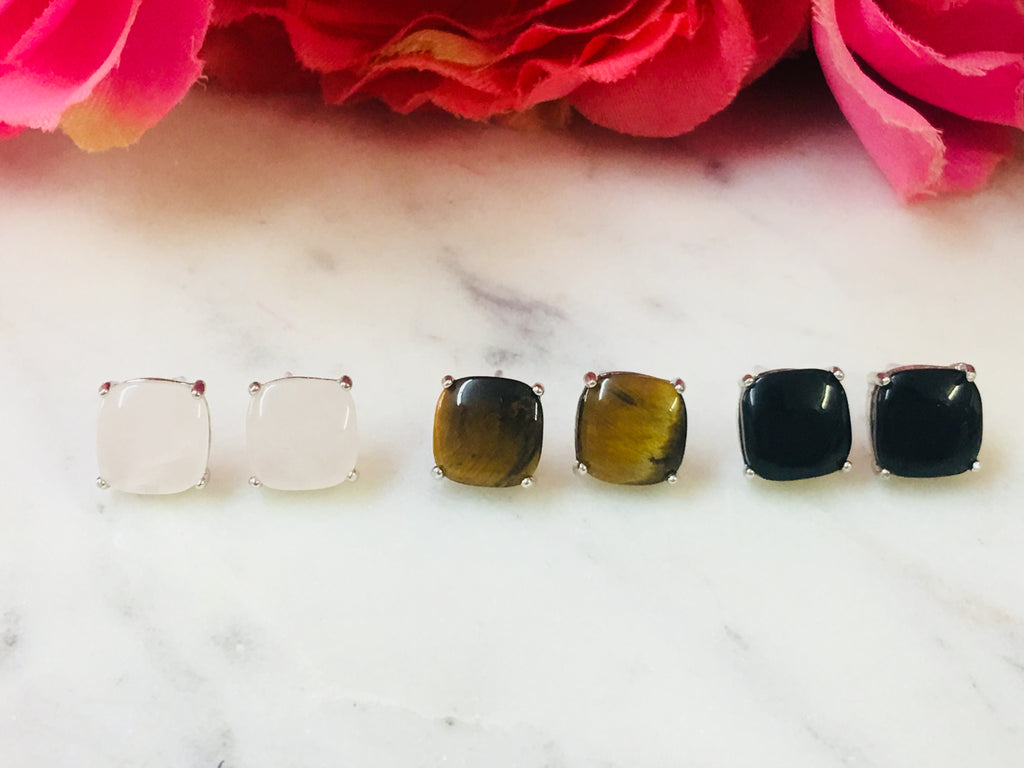 .925 Sterling Silver Square Earrings