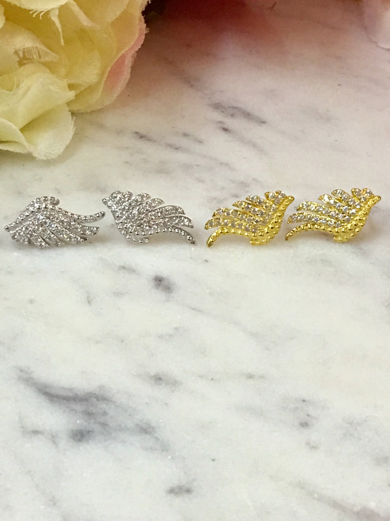 .925 Sterling Silver Wings Earrings