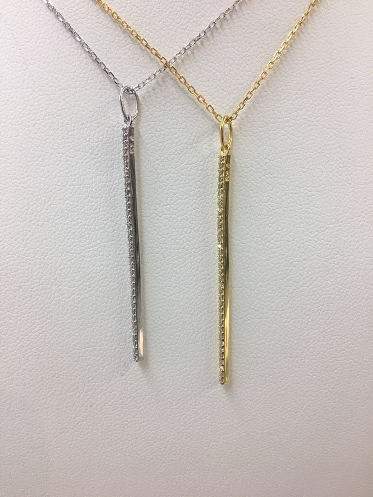 .925 Sterling Silver Necklace Pole With Zirconias