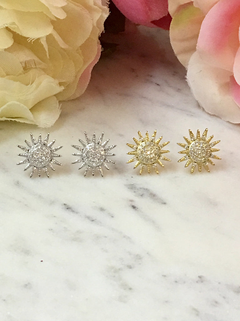 .925 Sterling Silver Sun Earrings