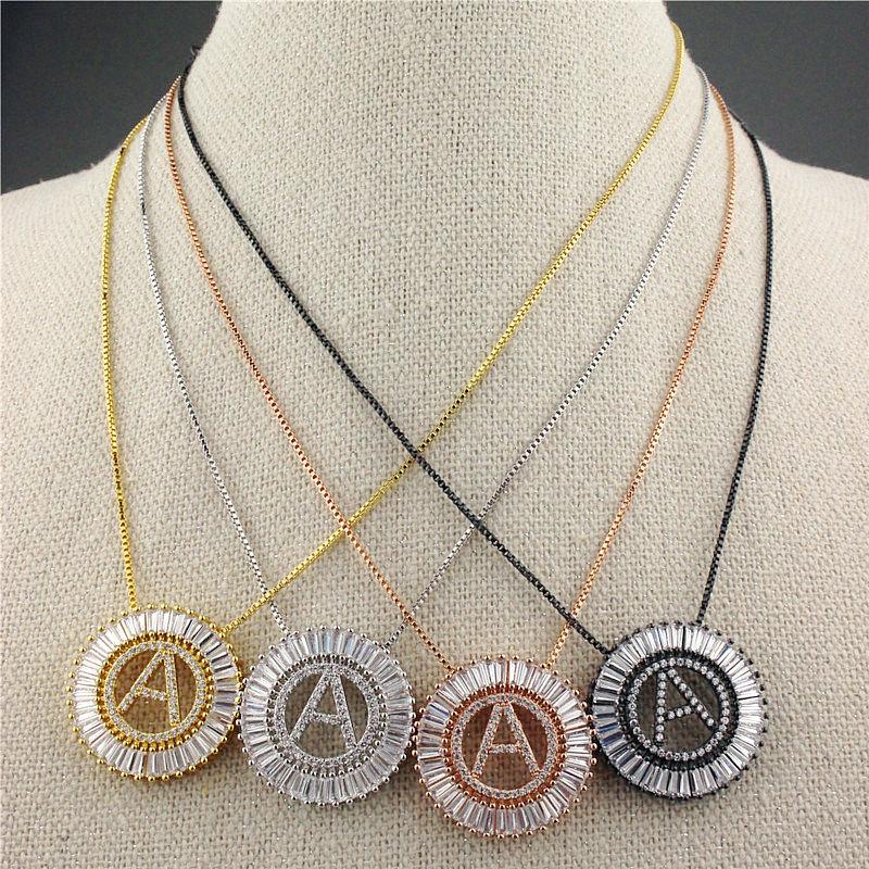 Brass Rhodium plated CZ initial necklace