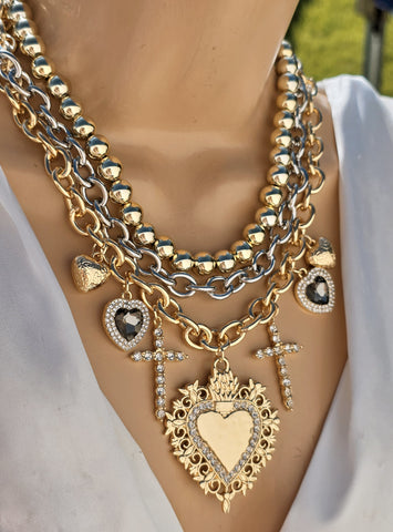 18k gold plated sacred heart necklaces