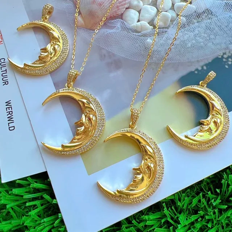 18k gold plated moon necklace