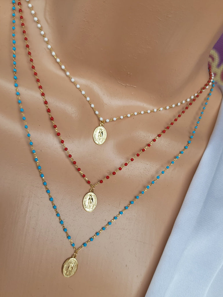 .925 Sterling silver Lady of Guadalupe color necklace
