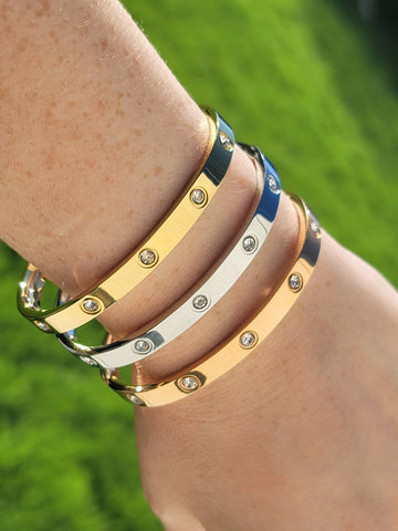 Stainless Steel and CZ -set of 3 pcs- designer inspired Bracelet
