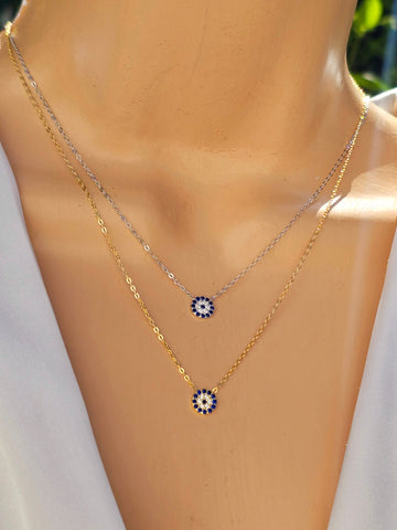 .925 Sterling Silver dainty Evil Eye Necklaces