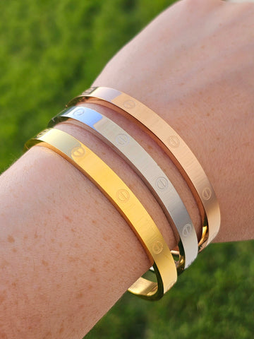 Stainless steel designer inspired bangle bracelets - Set of 3 pcs
