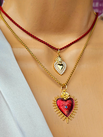 18k gold plated sacred heart necklaces