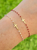 .925 sterling silver cross beaded bracelets