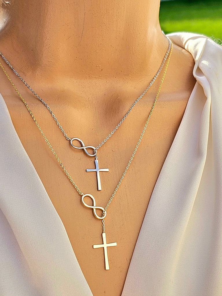 .925 sterling silver infinity and cross necklaces