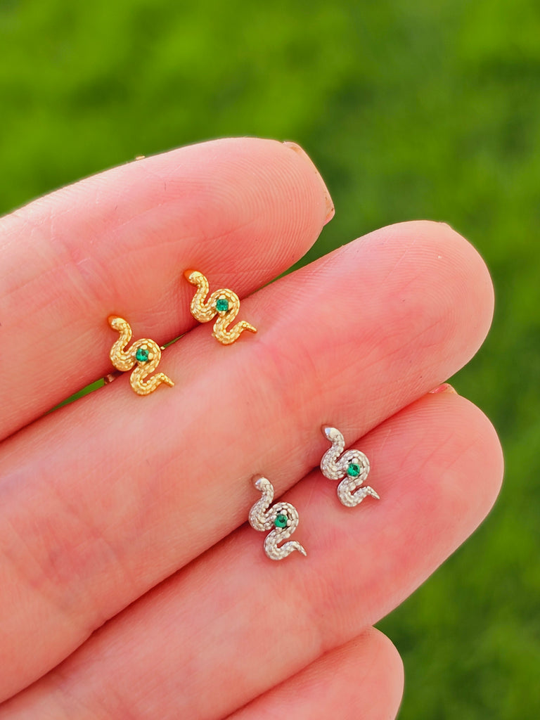 .925 sterling silver mini snake earrings