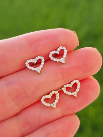 .925 sterling silver cz heart earrings