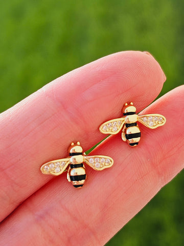.925 sterling silver bee earrings