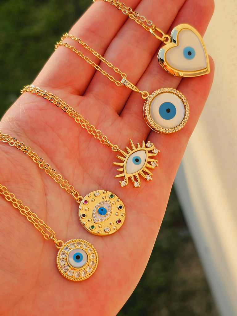 18k real gold plated evil eye necklaces