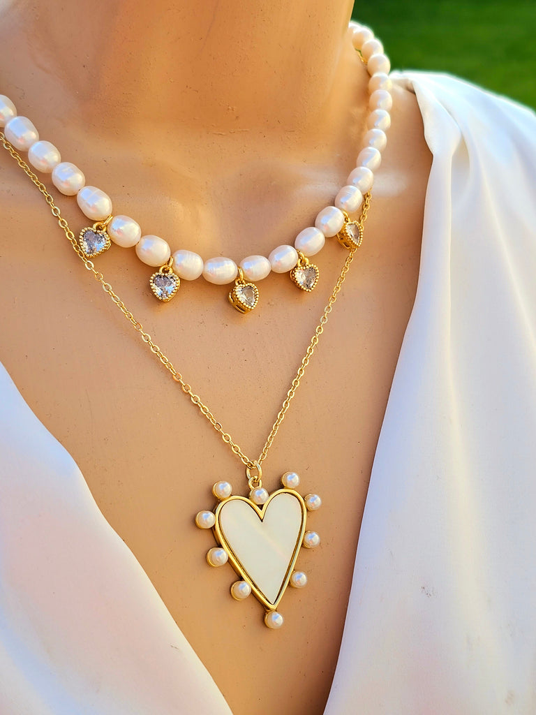 18k real gold plated and pearl necklaces