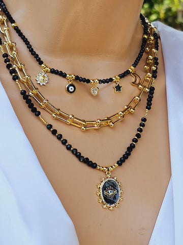 18k real gold plated and crystal necklaces