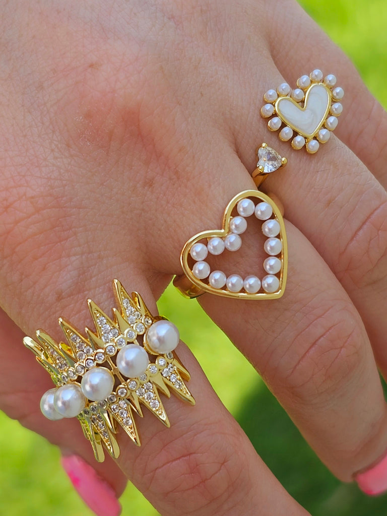 18k real gold plated pearl rings