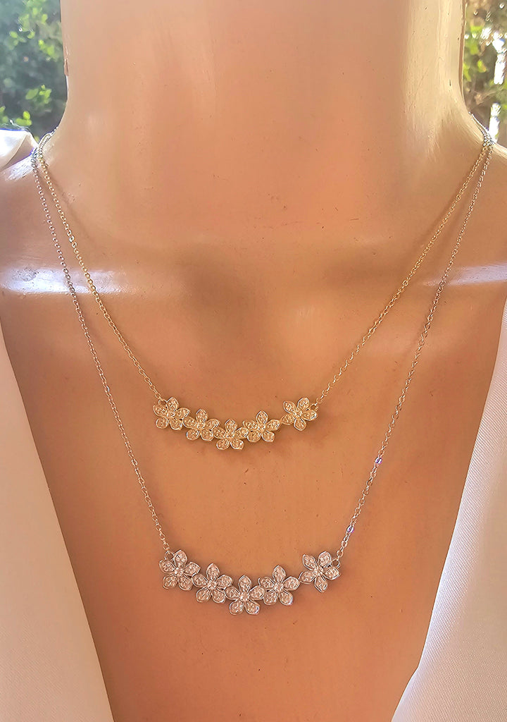.925 sterling silver flower necklaces