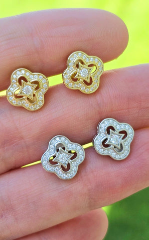.925 sterling silver cz clover earrings