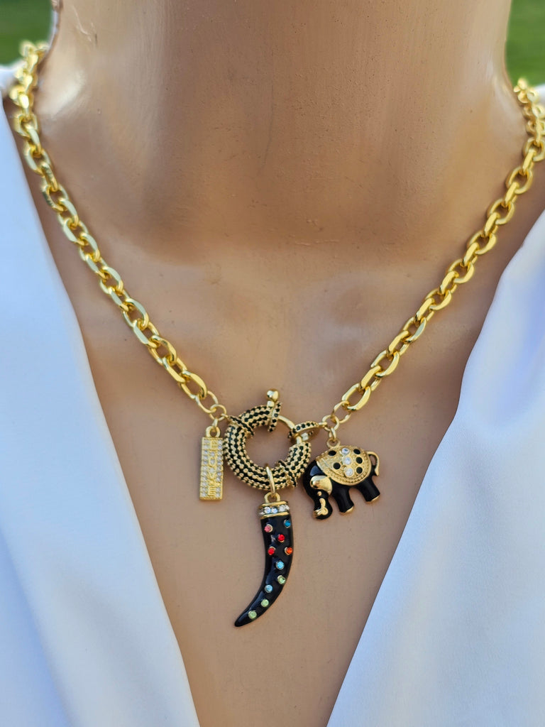18k real gold plated elephant necklaces