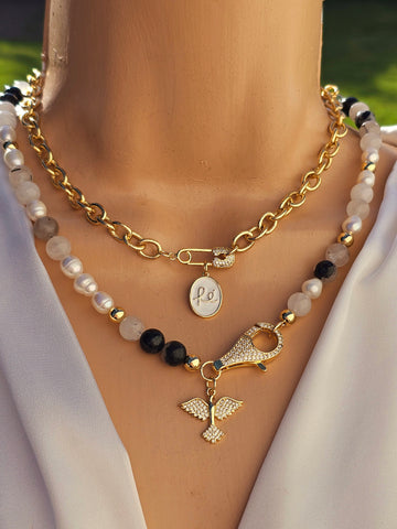 18k real gold plated and natural stone religious  necklaces