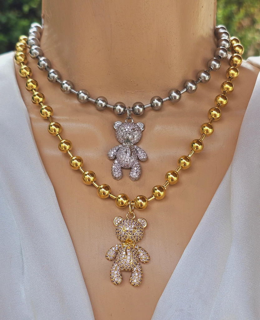 18k real gold plated bear necklaces