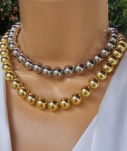 18k real gold plated 12mm ball necklaces