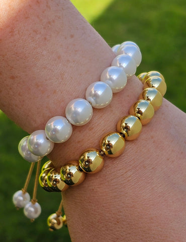 18k real gold plated 10mm ball bracelets