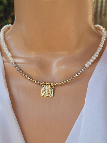 18k gold plated freshwater pearls San Benito Necklace