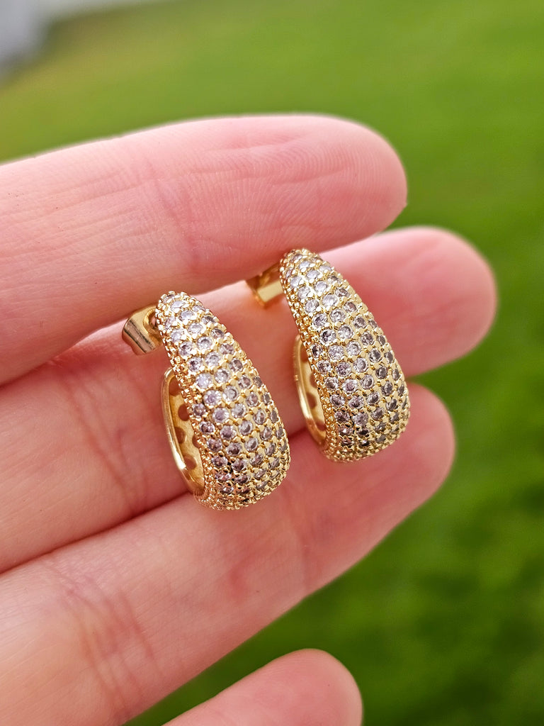 18k gold plated cz hoop earrings