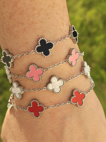 Stainless steel color clover bracelet