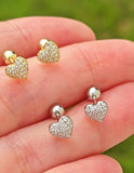 .925 sterling silver CZ heart earrings