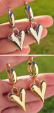 18k gold plated dangling heart hoop earrings