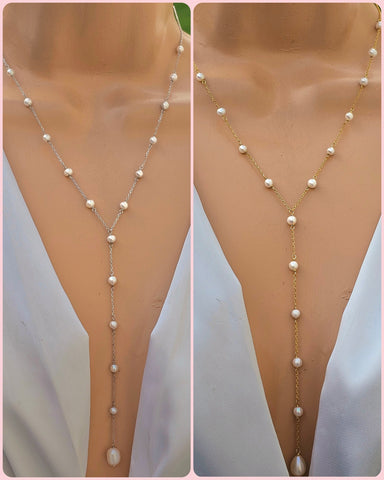 .925 sterling silver 24in long pearl necklaces
