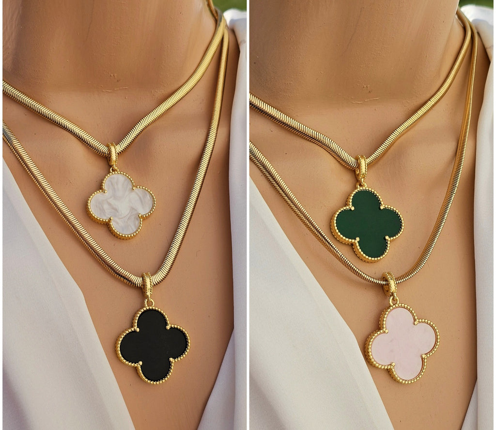 18k gold plated clover necklace