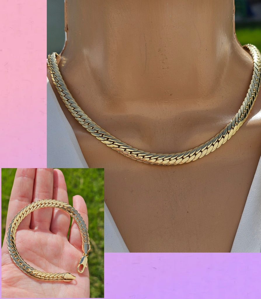 18k gold plated braided necklace and bracelet set