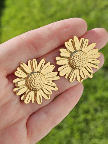 Stainless steel sunflower earrings