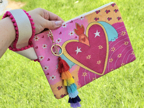 Fashion sacred heart clutch/makeup bag