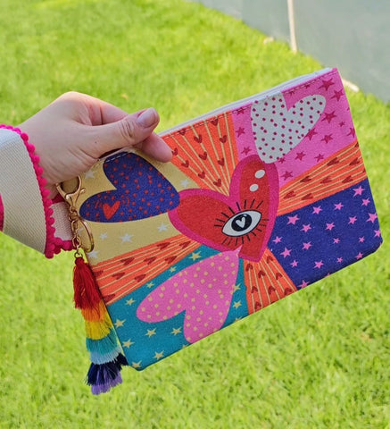 Fashion evil eye clutch/makeup bag