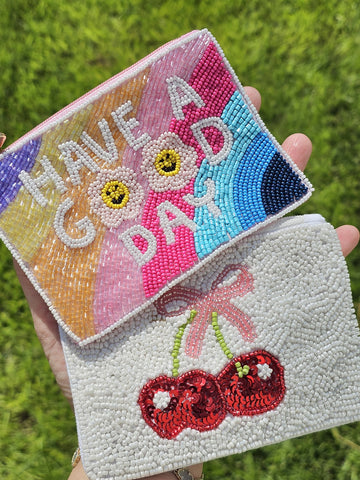 Fashion seed beads coin purse