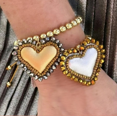 18k gold plated metallic heart bracelet