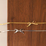 Stainless steel herringbone dainty bow choker necklace