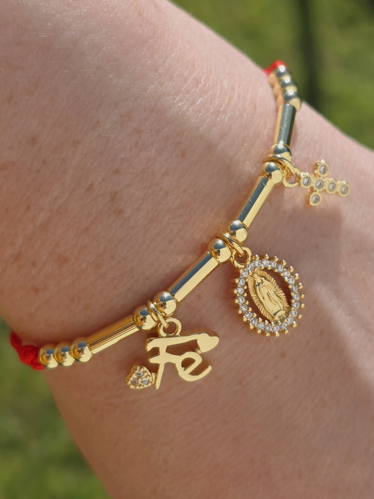 18k gold plated Fe and Lady of Guadalupe bracelets