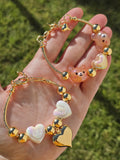 18k gold plated heart and bear bracelets