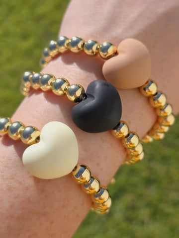 18k gold plated heart and bear bracelets