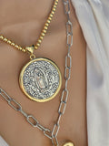 18k gold plated lady of Guadalupe and heart necklaces