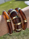 18k gold plated amber resin  bracelets