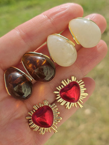 18k gold plated heart and drop earrings